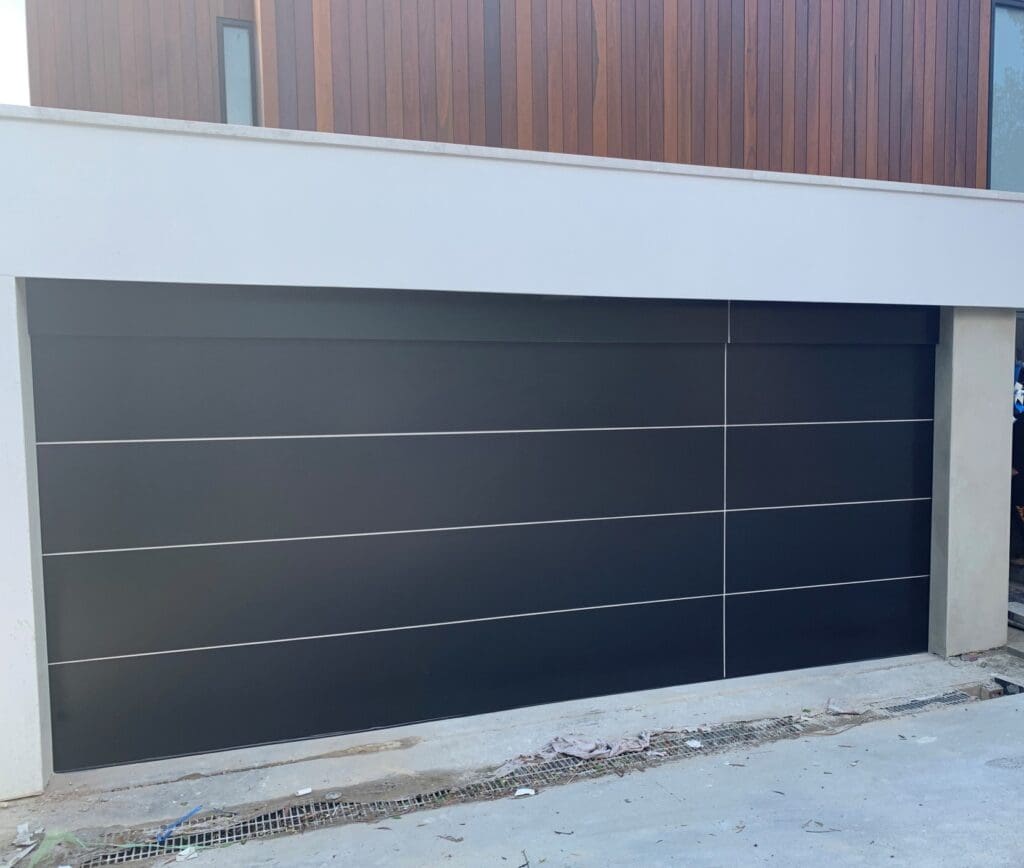 Danmar Alipanel in flat black panels with pearl white shadow lines  Gliderol  - Gliderol